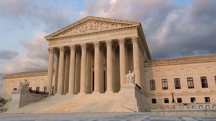 The US Supreme Court is seen at sunset on August 12, 2026 in Washington, DC