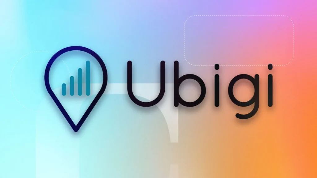 Ubigi logo on a blue and orange background