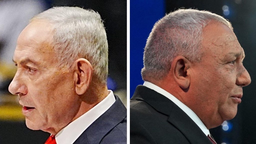 A composite of Eisenkot and Netanyahu facing away from each other.