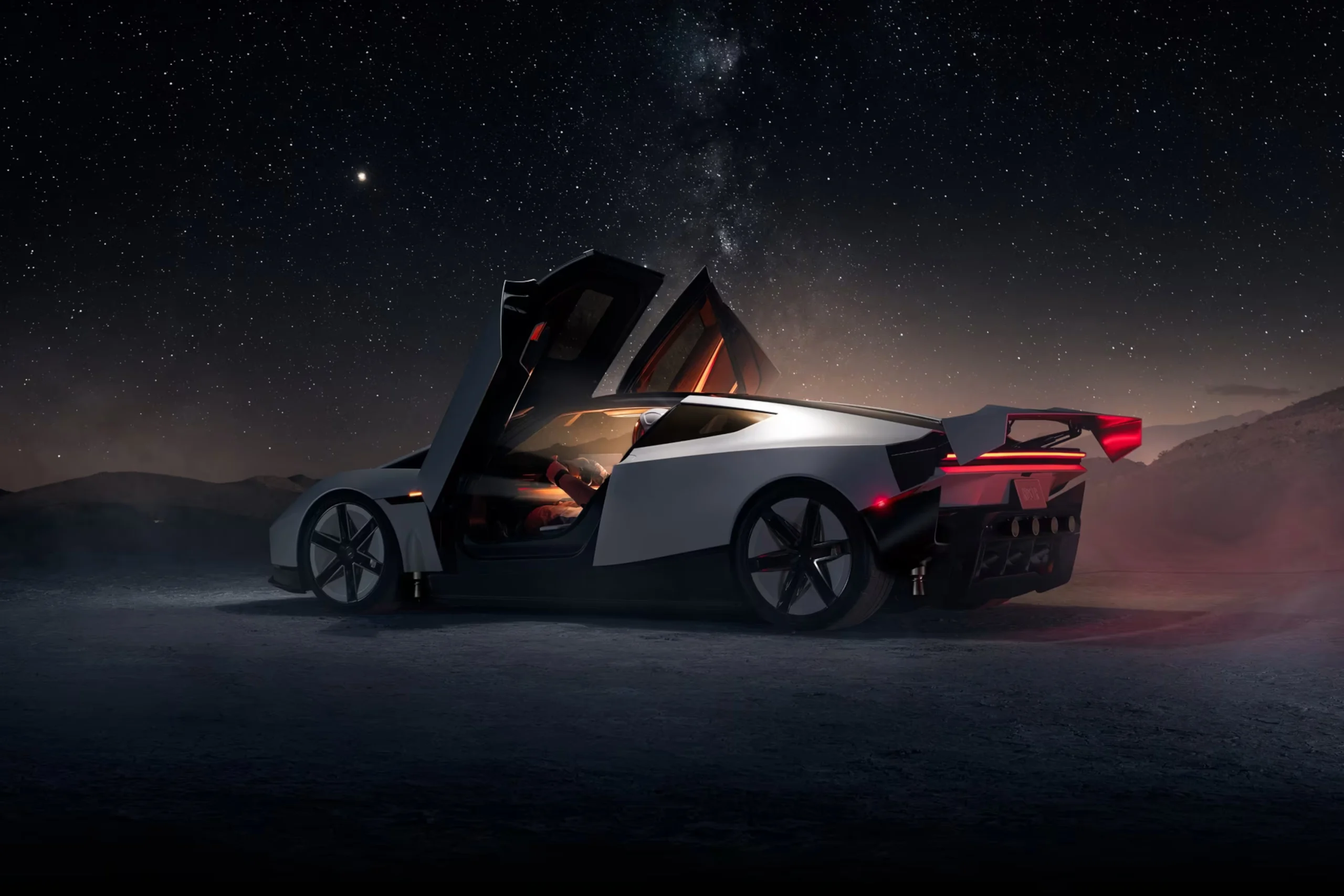 Tesla roadster night