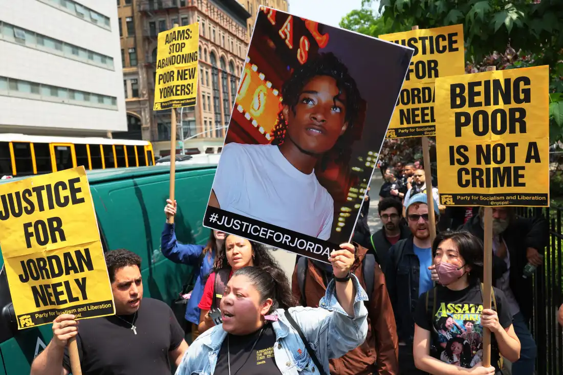 After Jordan Neely's killing, protestors rally in New York City on May 24, 2023.
